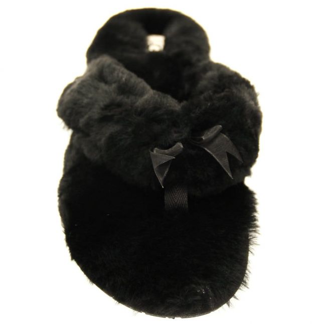 Womens Black Fluff Flip Flop II Slippers