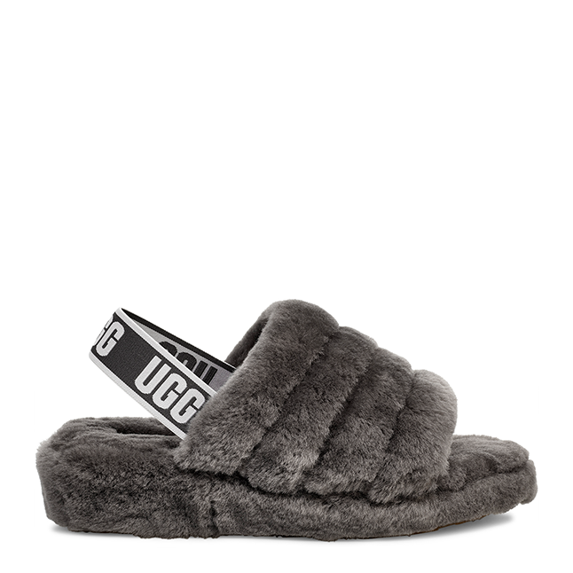 Womens Charcoal Fluff Yeah Slide Slippers