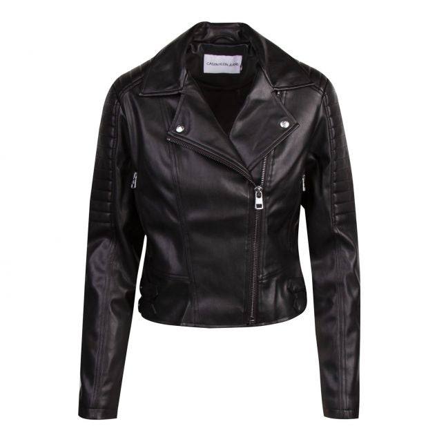 Womens Black Faux Leather Biker Jacket