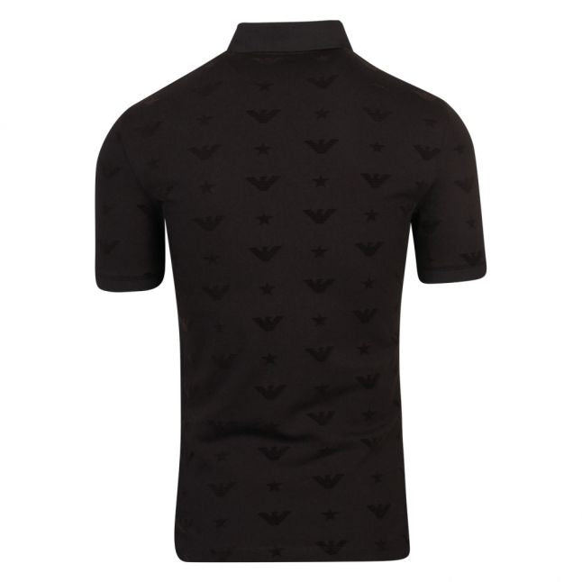 Mens Black Flock Eagle S/s Polo Shirt