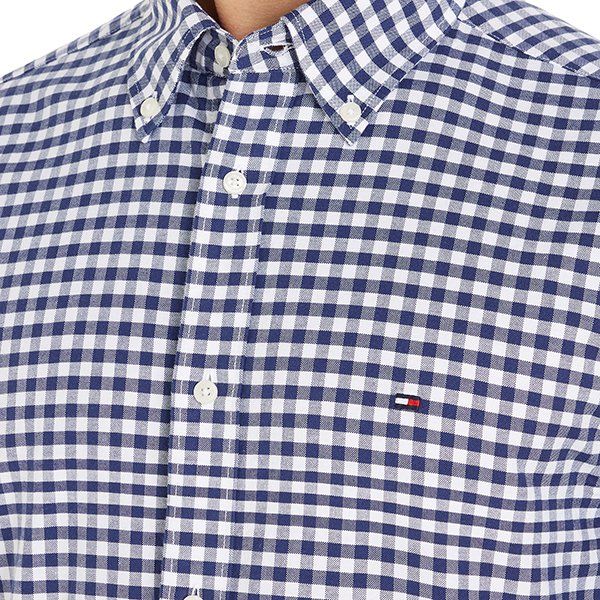 Mens Dark Navy/Optic White Classic Gingham Reg L/s Shirt