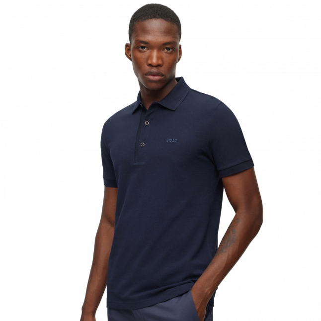 Mens Navy Paule 4 Slim S/s Polo