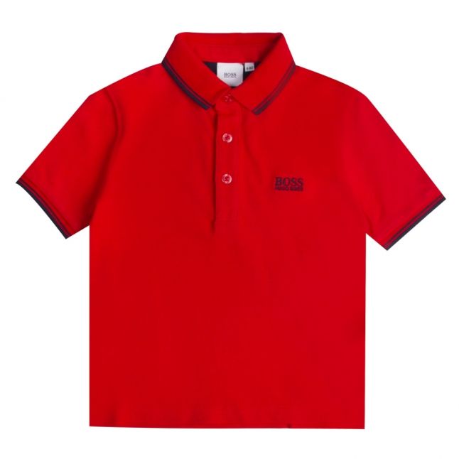 Boys Red Tipped S/s Polo Shirt