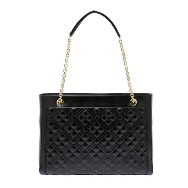 Womens Black Diamond Quilted Shopper Bag