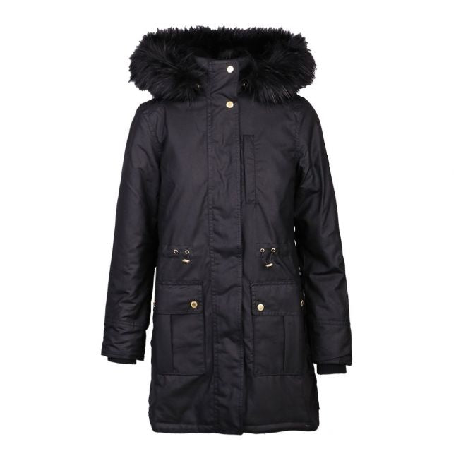 Womens Black Picard Wax Hooded Coat