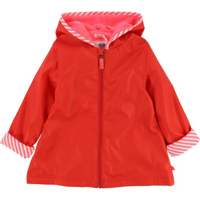 Girls Red Orange Logo Raincoat