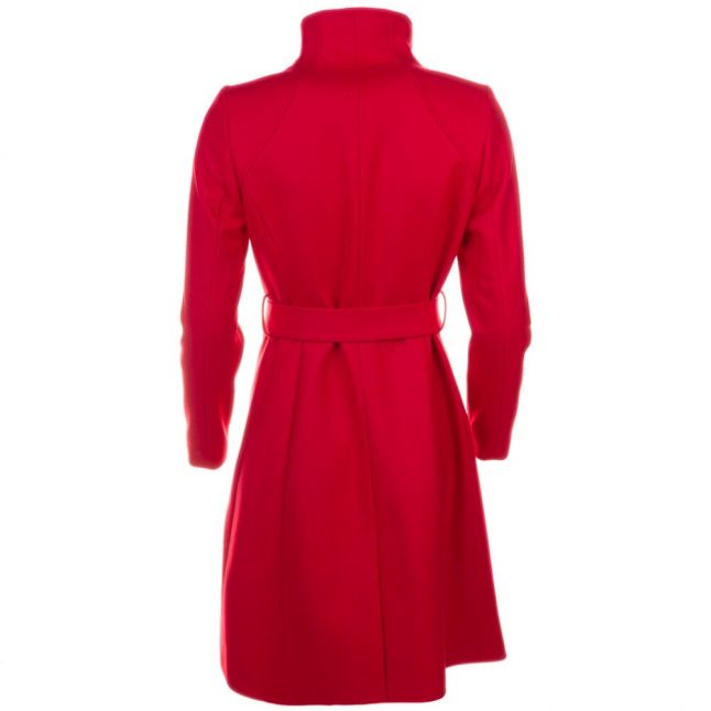 Womens Bright Red Aurore Long Wrap Collar Coat