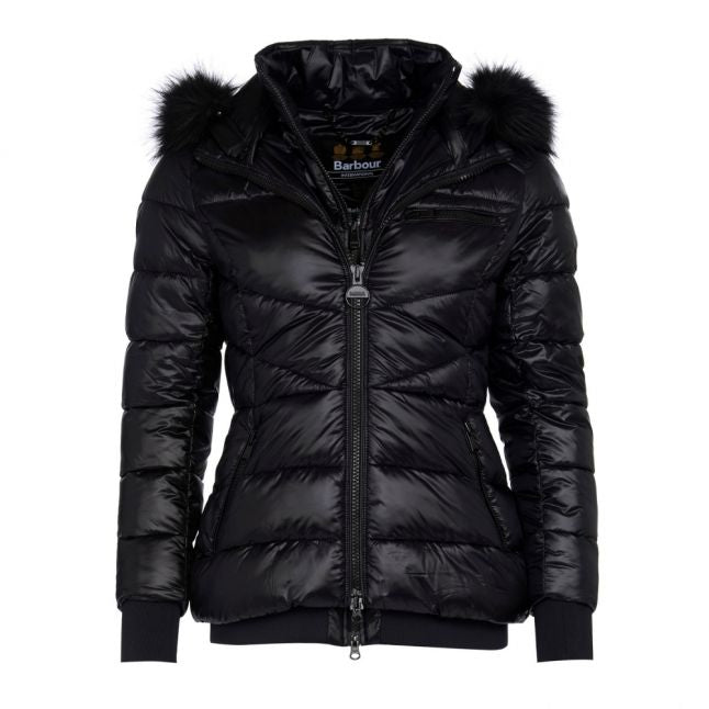 Womens Black Premium Strike Hooded Quilted Jacket