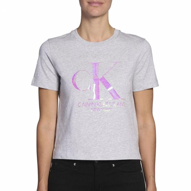 Womens Light Grey Heather Iridescent Monogram S/s T Shirt