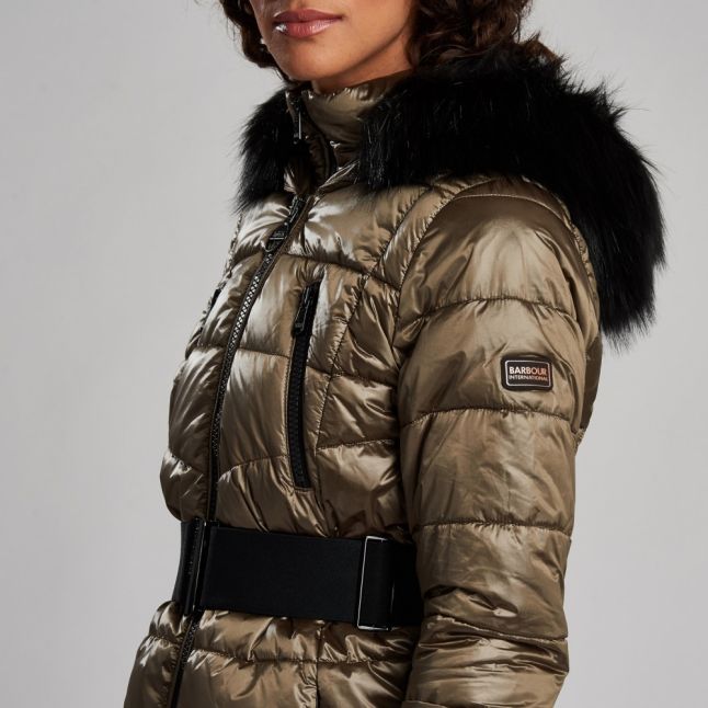 Womens Bronze Premium Arena Hooded Quilted Coat