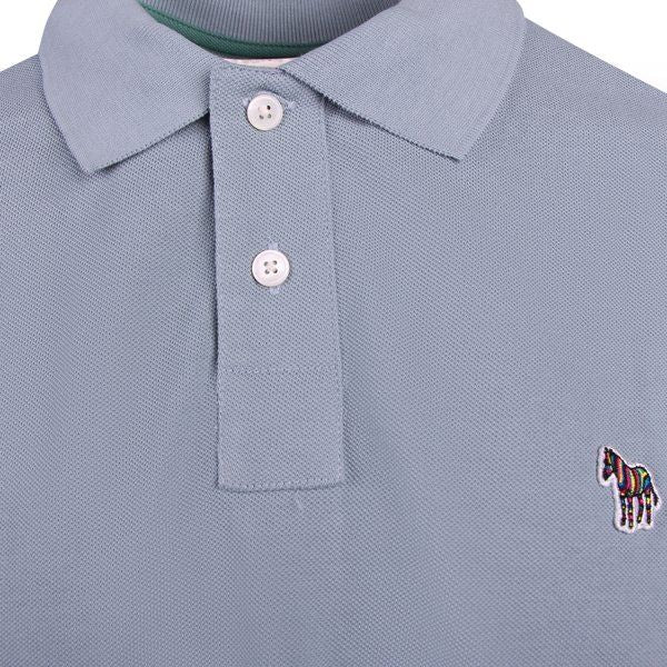 Mens Greyish Blue Zebra Badge Reg. Fit S/s Polo