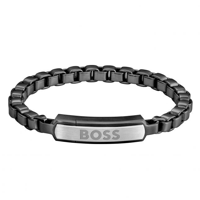 Mens Black/Silver Devon Box Chain Bracelet