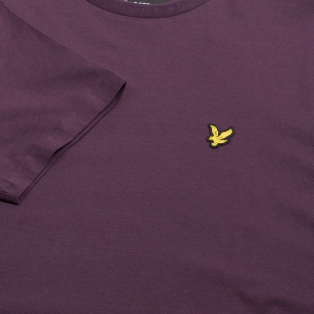 Mens Deep Plum Branded S/s T Shirt