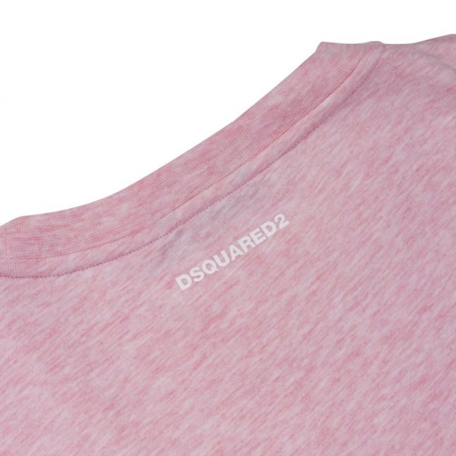 Mens Pink Melange Back Neck Logo S/s T Shirt