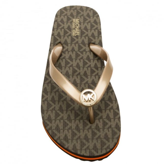 Womens Brown MK Flip Flops