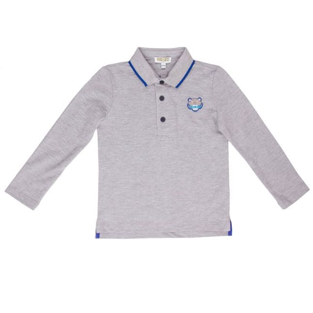 Boys Marled Grey Polo 2 Bis L/s Polo Shirt