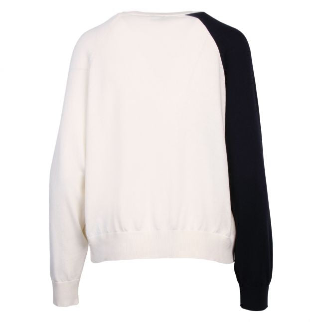 Womens Off White Tri-Colour Knitted Jumper