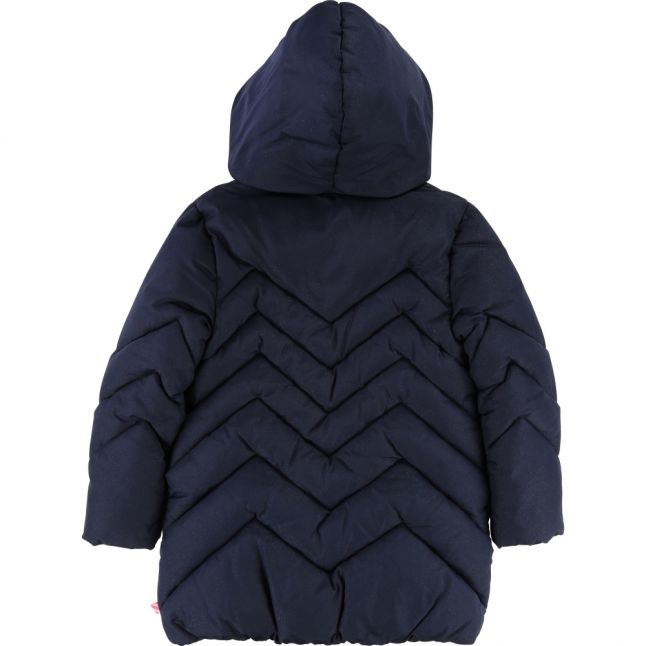 Girls Navy Chevron Padded Coat