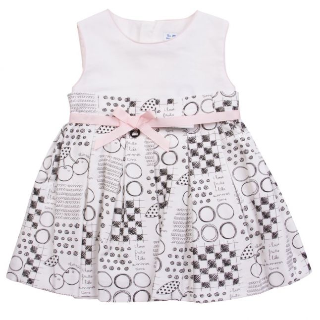 Girls White And Black Cherry Sketch Dress