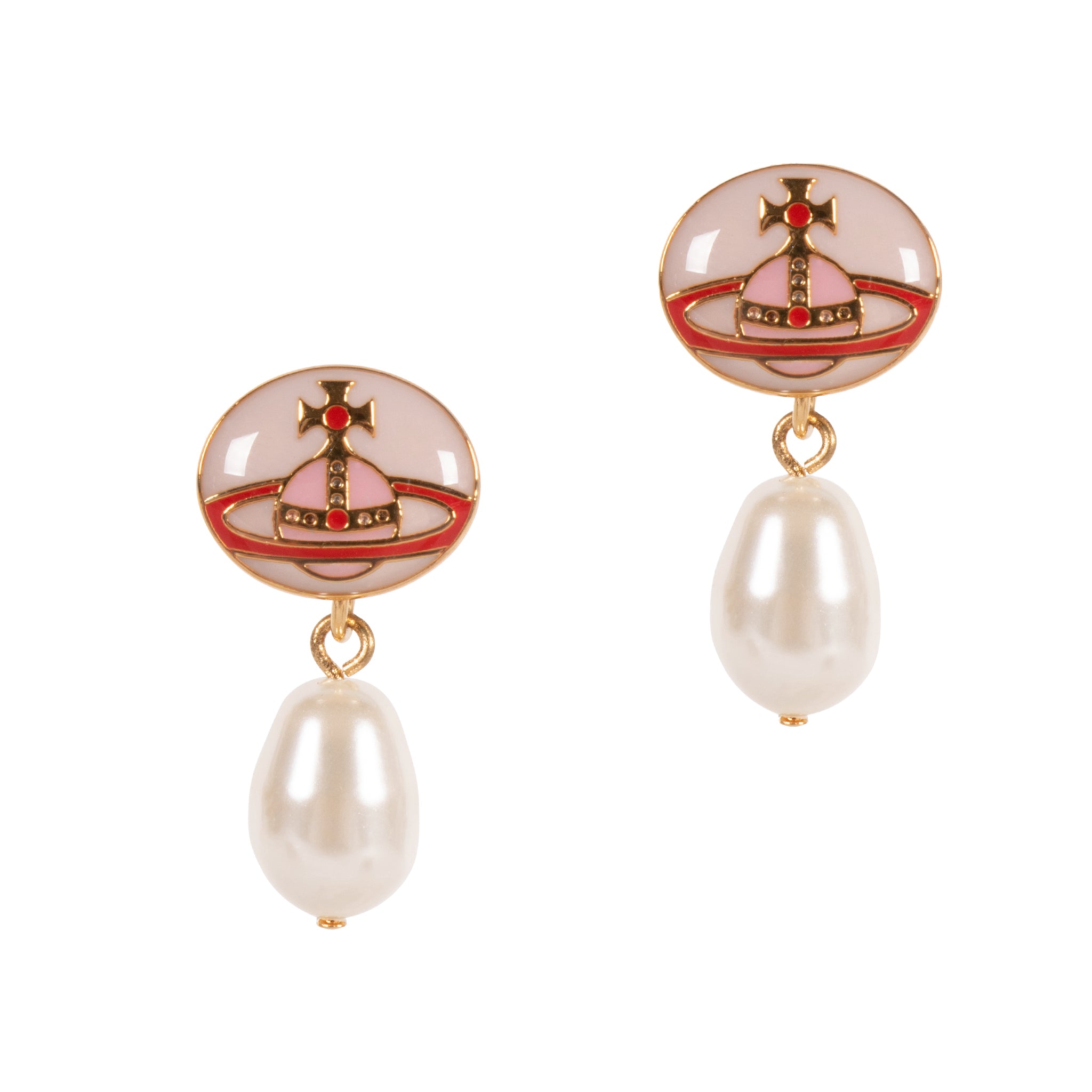 Womens Vivienne Westwood Gold/Pink/Creamrose Loelia Earrings