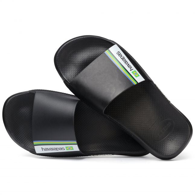 Mens Black Brasil Slides