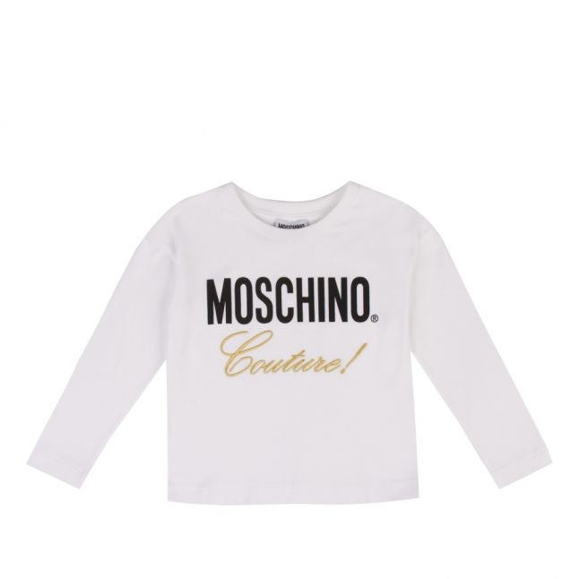 Girls Optical White Couture Logo L/s T Shirt