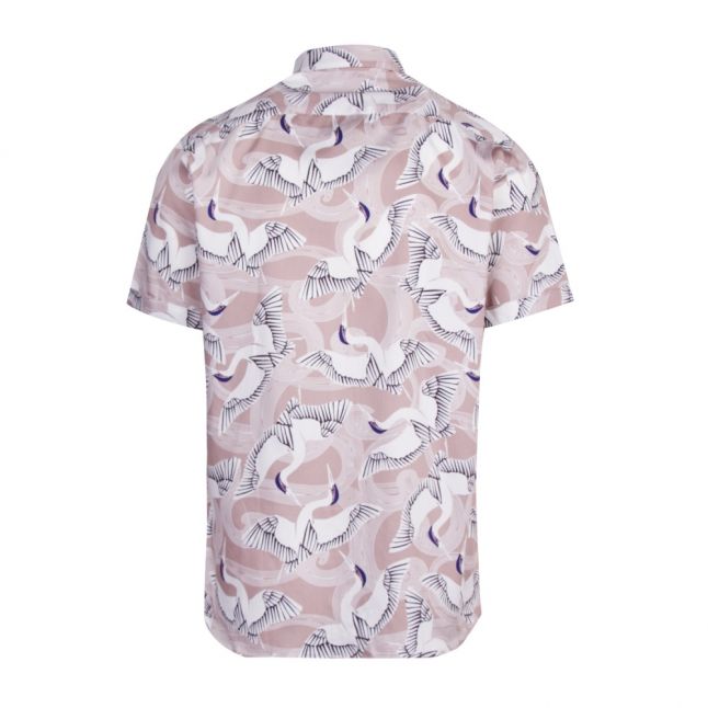 Mens Pink Ozcar Bird Print S/s Shirt