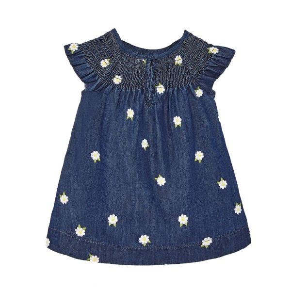 Infant Dark Blue Denim Daisy Dress