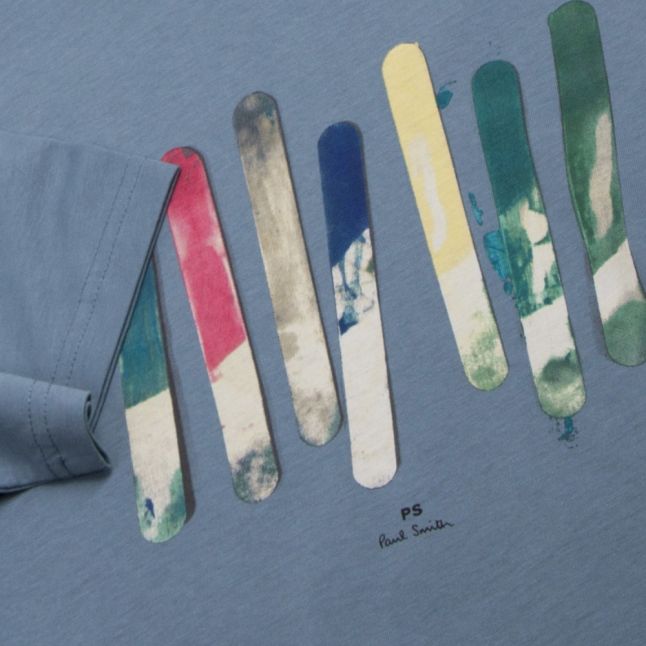 Mens Mid Blue Paint Sticks Regular Fit S/s T Shirt