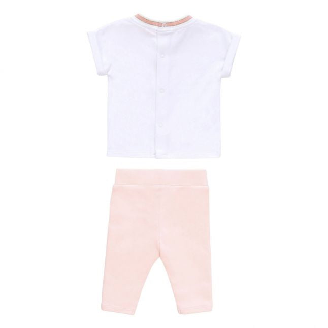 Baby White/Pink Logo T Shirt & Leggings Set