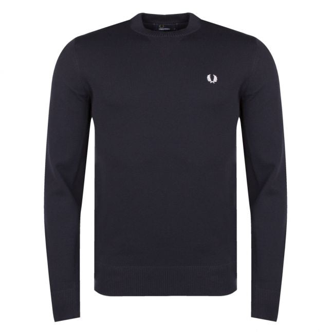 Mens Navy Crew Neck Knitted Jumper