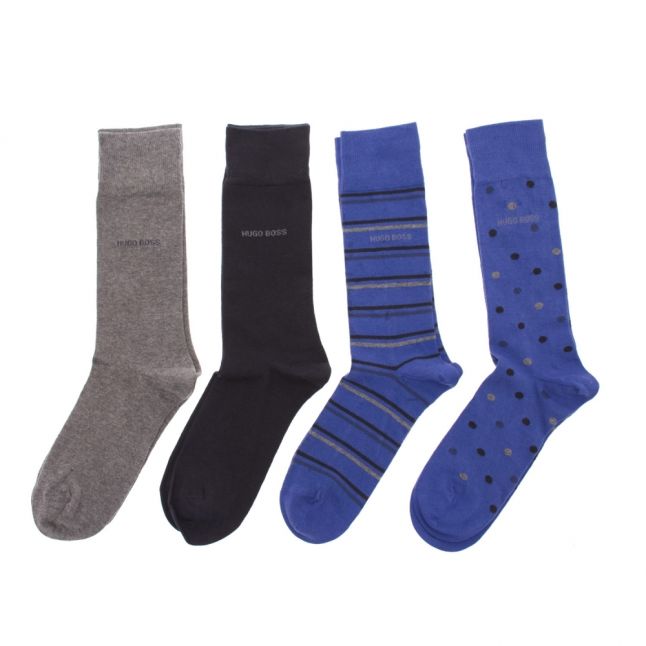 Mens Dark Blue Multi Print 4 Pack Sock Gift Set