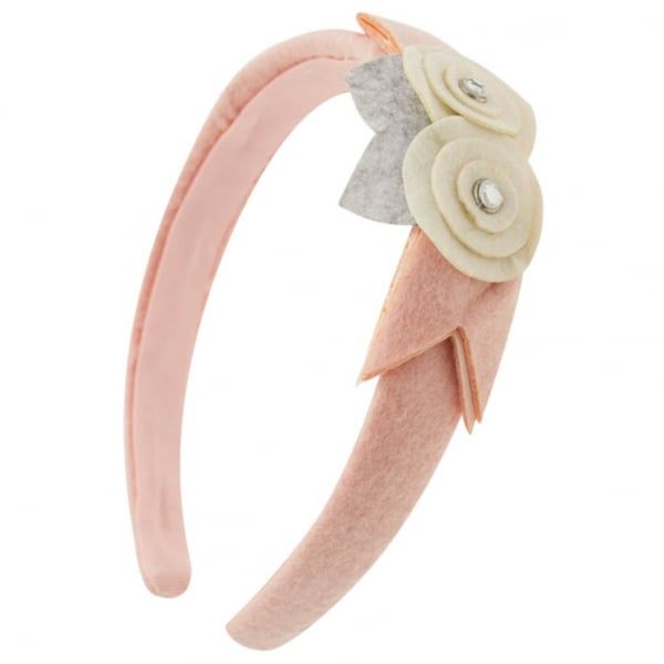 Girls Pink Flowers & Ribbon Headband