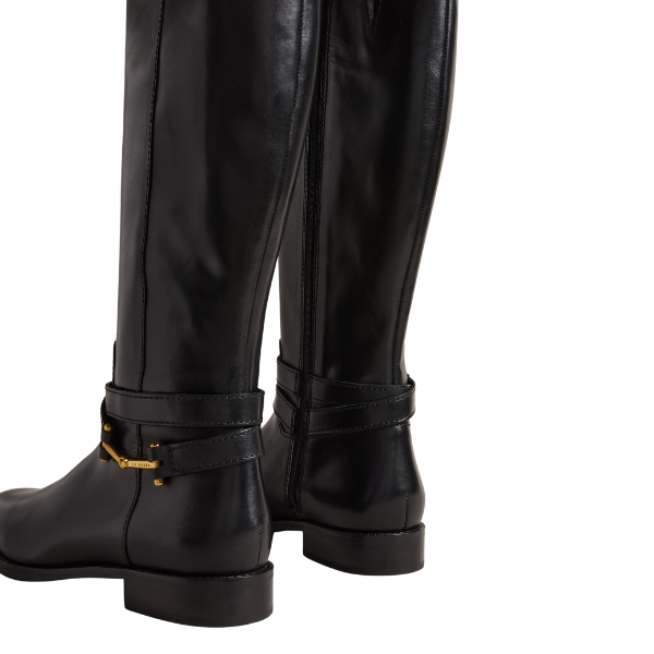 Womens Black Rydier Leather Knee High Boots