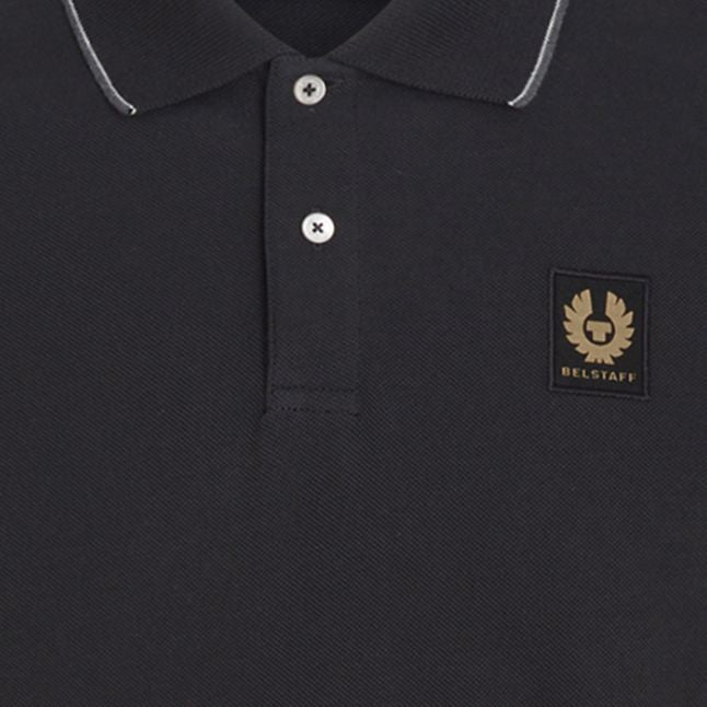 Mens Black Double Tipped S/s Polo