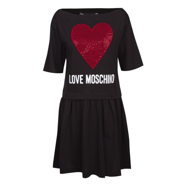 Womens Black Sequin Heart Dress