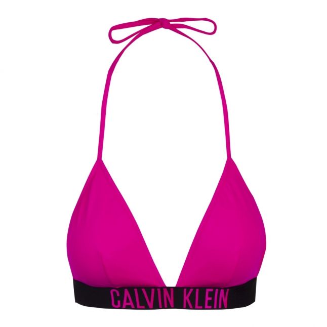 Womens Pink Glow Fixed Triangle Logo Bikini Top