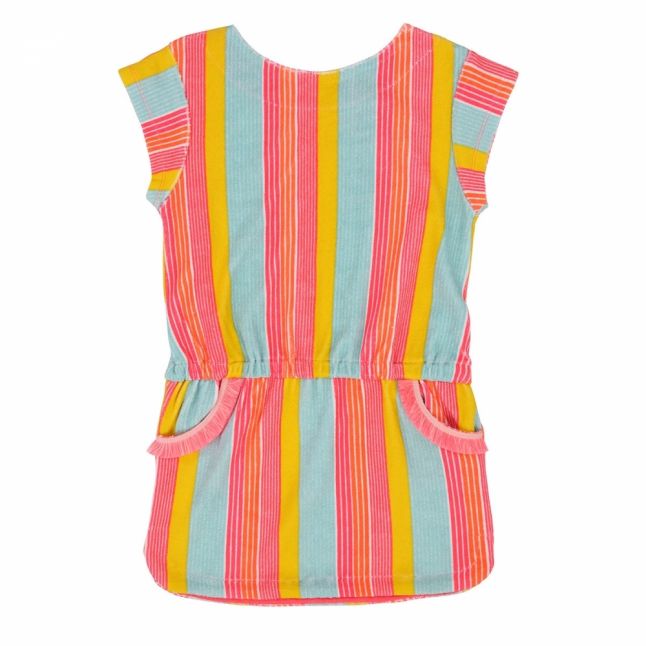 Girls Pink Multi Glitter Stripe Beach Dress