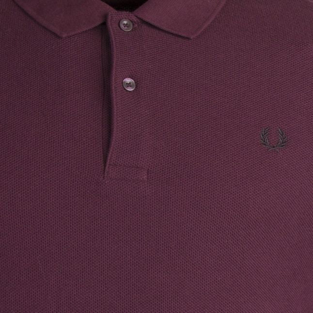 Mens Mahogany Honeycomb Texture L/s Polo Shirt