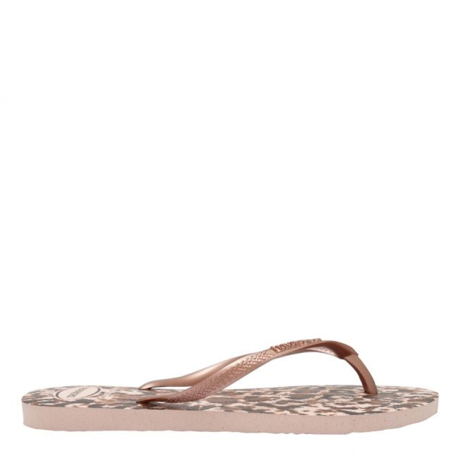 Womens Ballet Rose Slim Animal Flip Flops