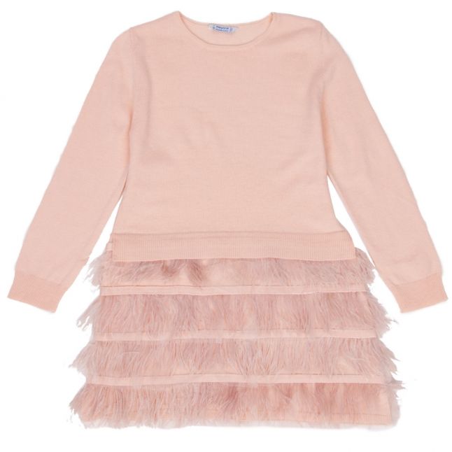 Girls Nude Pink Feather Skirt Dress