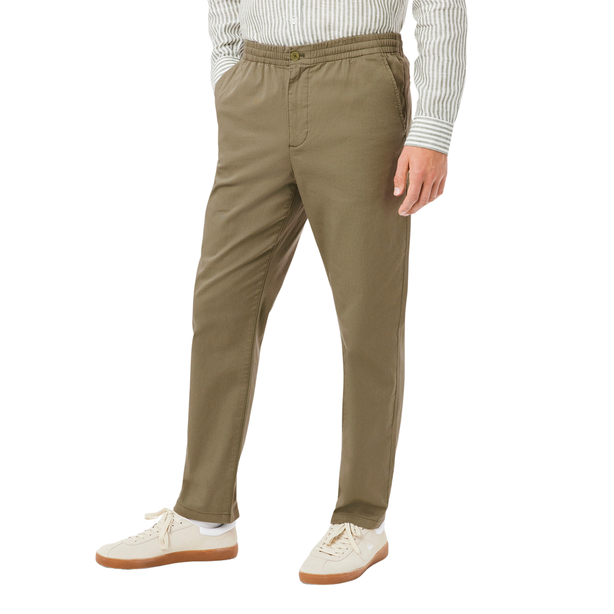 Mens Lacoste Khaki Casual Pull-On Trousers