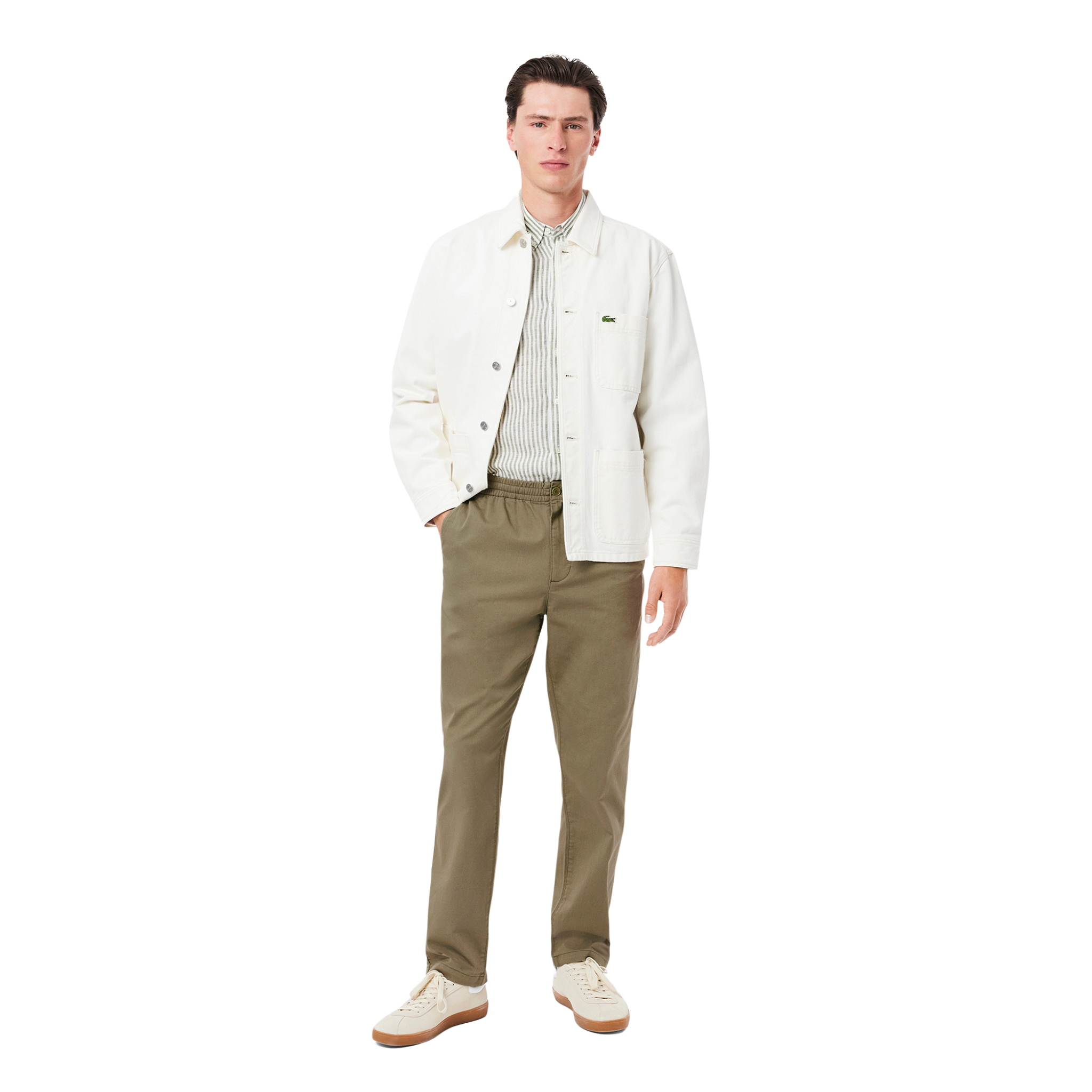 Mens Lacoste Khaki Casual Pull-On Trousers