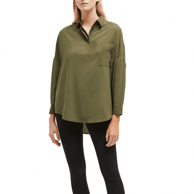 Womens Cactus Crepe Light Pocket Oversized Blouse