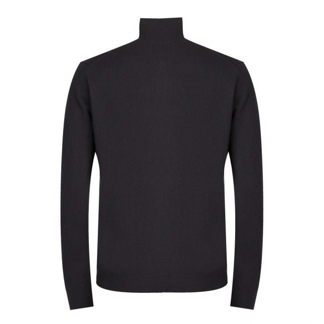 Mens Black Branded Half Zip Knit Jumper