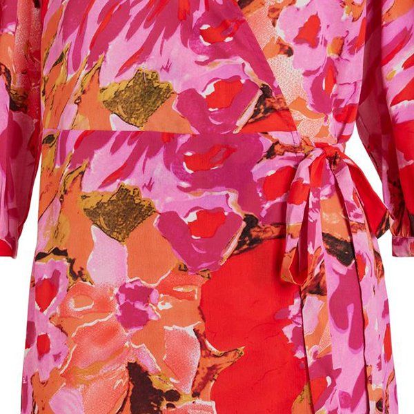 Womens Fuchsia Pink Print Vidoletta Wrap Midi Dress