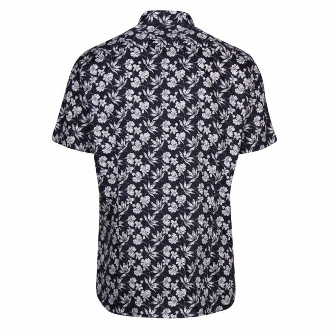 Mens Navy Koalr Floral Print S/s Shirt