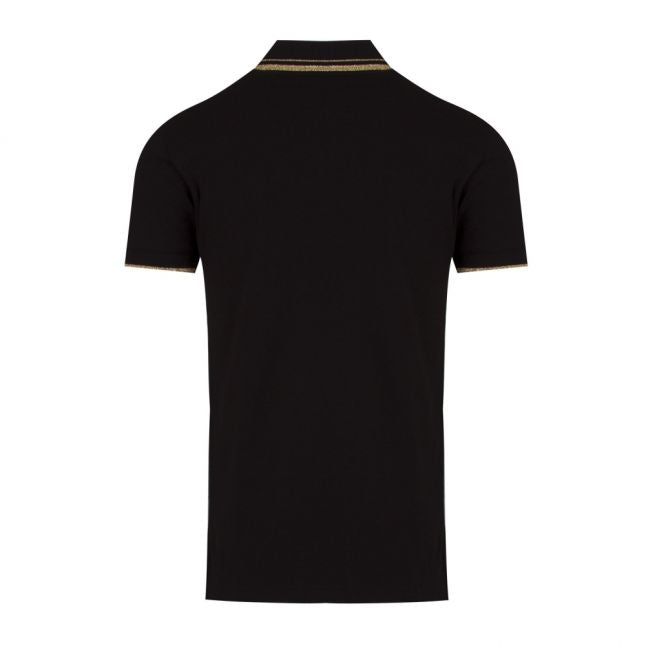 Mens Black Medal Slim Fit S/s Polo Shirt