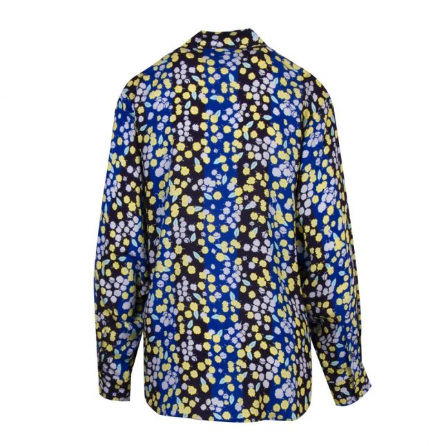 Womens Cobalt Blue Floral L/s Blouse