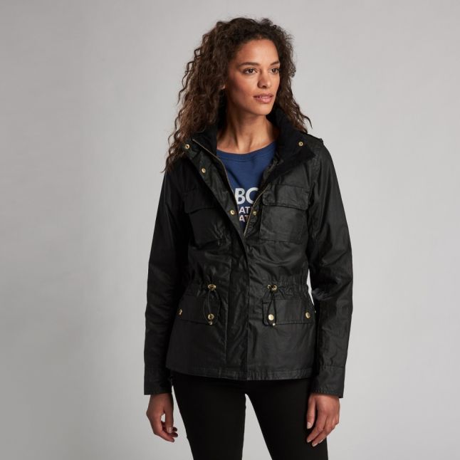 Womens Black Baton Waxed Jacket